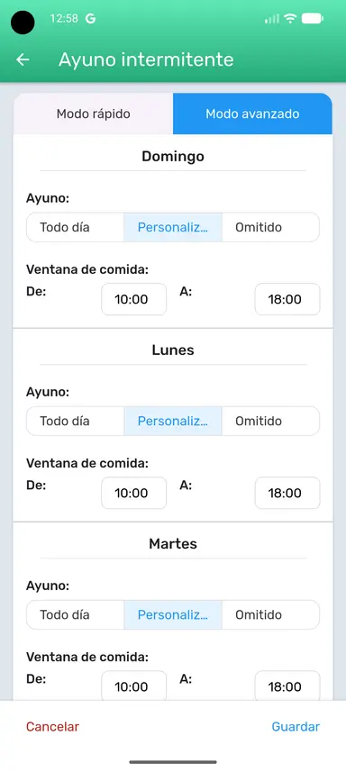 Modo avanzado