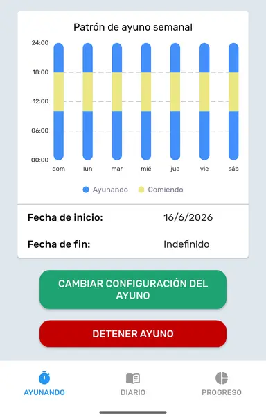 Detener el ayuno en la pestaña Ayuno.